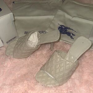 Burberry Quilted Cream Slides